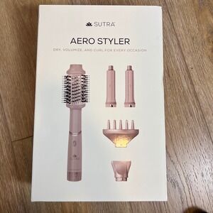 Sutra Aero Styler Pink Rotating Hot Air Brush Blow Dryer 4 Attachments NIB